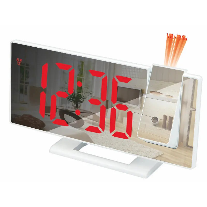 Large-screen mirror alarm clock with time projector