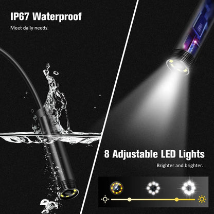 Professional industrial endoscope camera with 4.3" IPS screen, 8mm lens, and IP67 waterproofing. Ideal for HD1080P pipe and sewer inspections in cars
