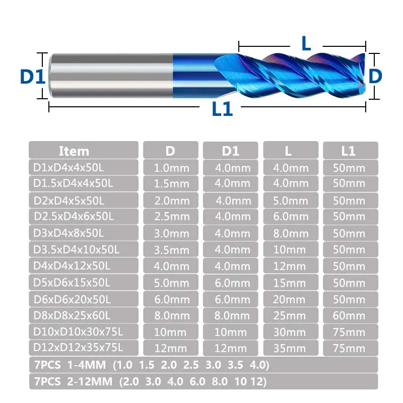 Aluminum,copper,iron,titanium ,wood   milling /cutter bit for cnc machine from 1 up to 12 mm