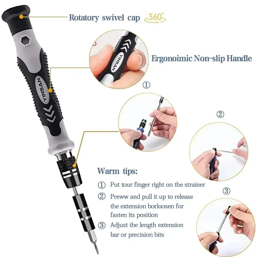 Professionals 116-in-1 precision screwdriver set is a powerful and versatile tool for repairing phones, PCs, watches, and glasses.