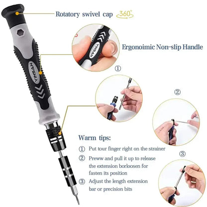 Professionals 116-in-1 precision screwdriver set is a powerful and versatile tool for repairing phones, PCs, watches, and glasses.