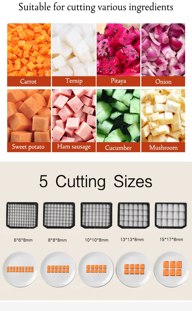 Electric vegetable cutter fruit slicer tomato pieces or cube !