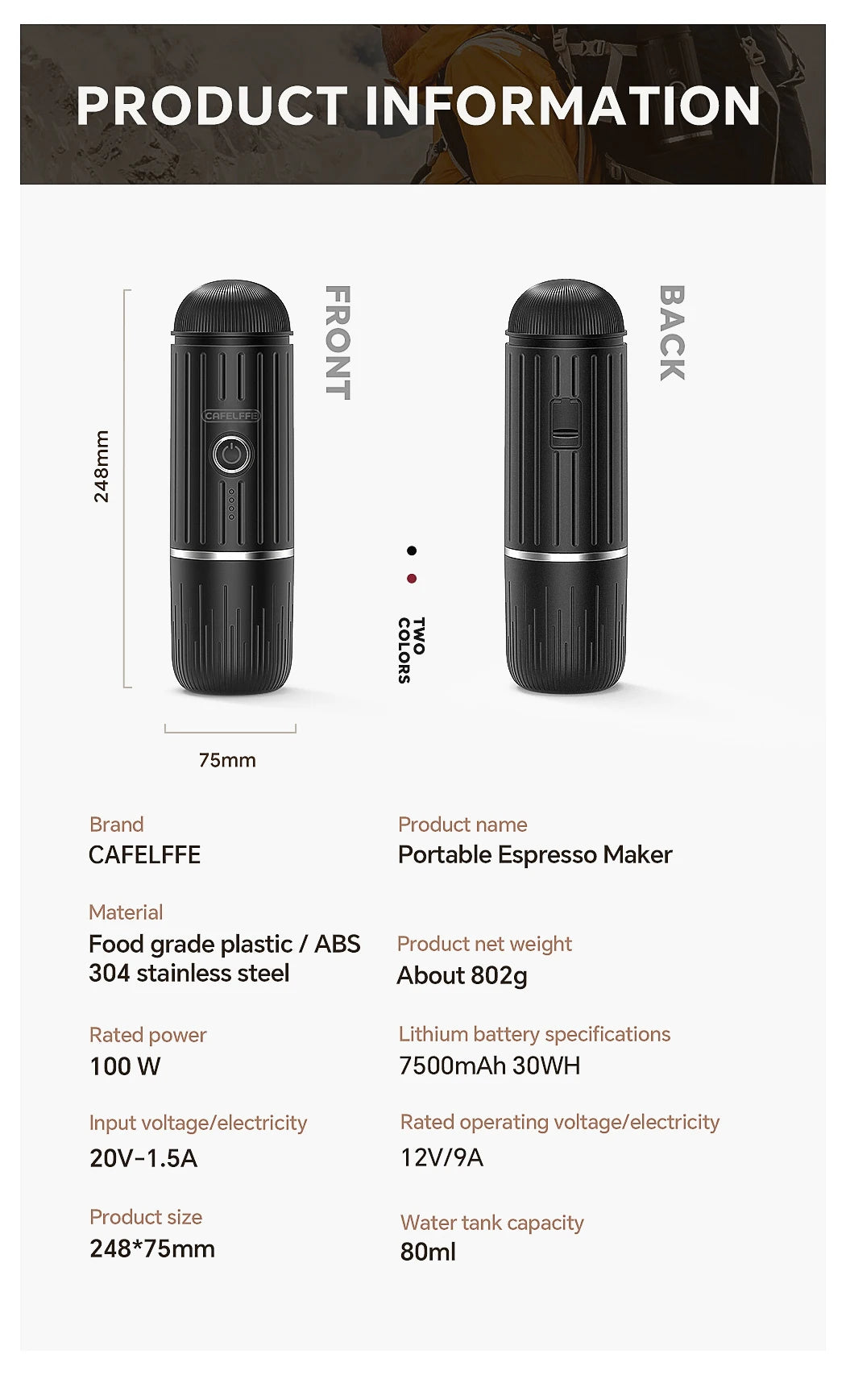 Portable espresso maker