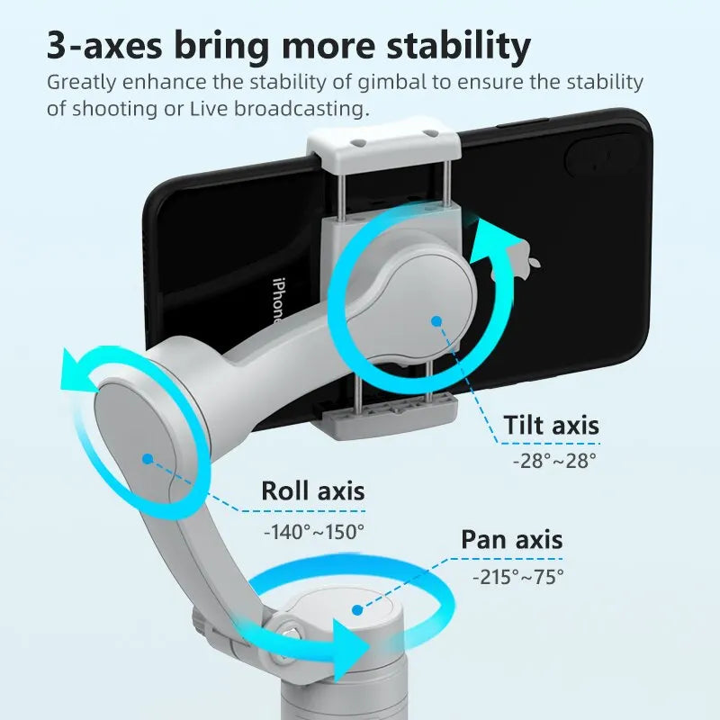 Foldable 3-Axis Smartphone Gimbal: Ultimate Stability for Vloggers
