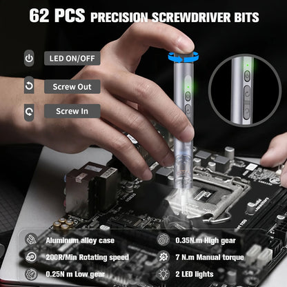 138 in 1 Precision Electric Screwdriver Set High Torque with LED Light Strong Magnetic Phillips Torx Screw Driver Bits for DIY