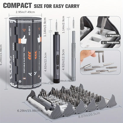 138 in 1 Precision Electric Screwdriver Set High Torque with LED Light Strong Magnetic Phillips Torx Screw Driver Bits for DIY