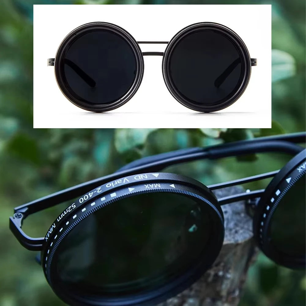 Hand Made ND9 Retro Punk Polarized Men round Adjustable Sunglasses Women UV anti UV Fishing Sunglasses ND Filter