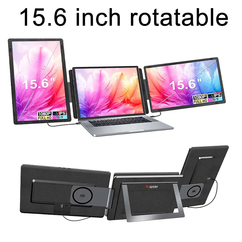 14 to 16 Inch Dual Screen Extender Display FHD IPS Triple Expandable Monitor High Definition for Laptop Productivity