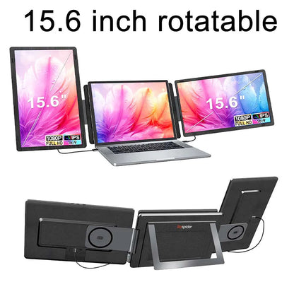 14 to 16 Inch Dual Screen Extender Display FHD IPS Triple Expandable Monitor High Definition for Laptop Productivity