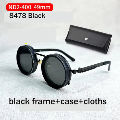 Hand Made ND9 Retro Punk Polarized Men round Adjustable Sunglasses Women UV anti UV Fishing Sunglasses ND Filter