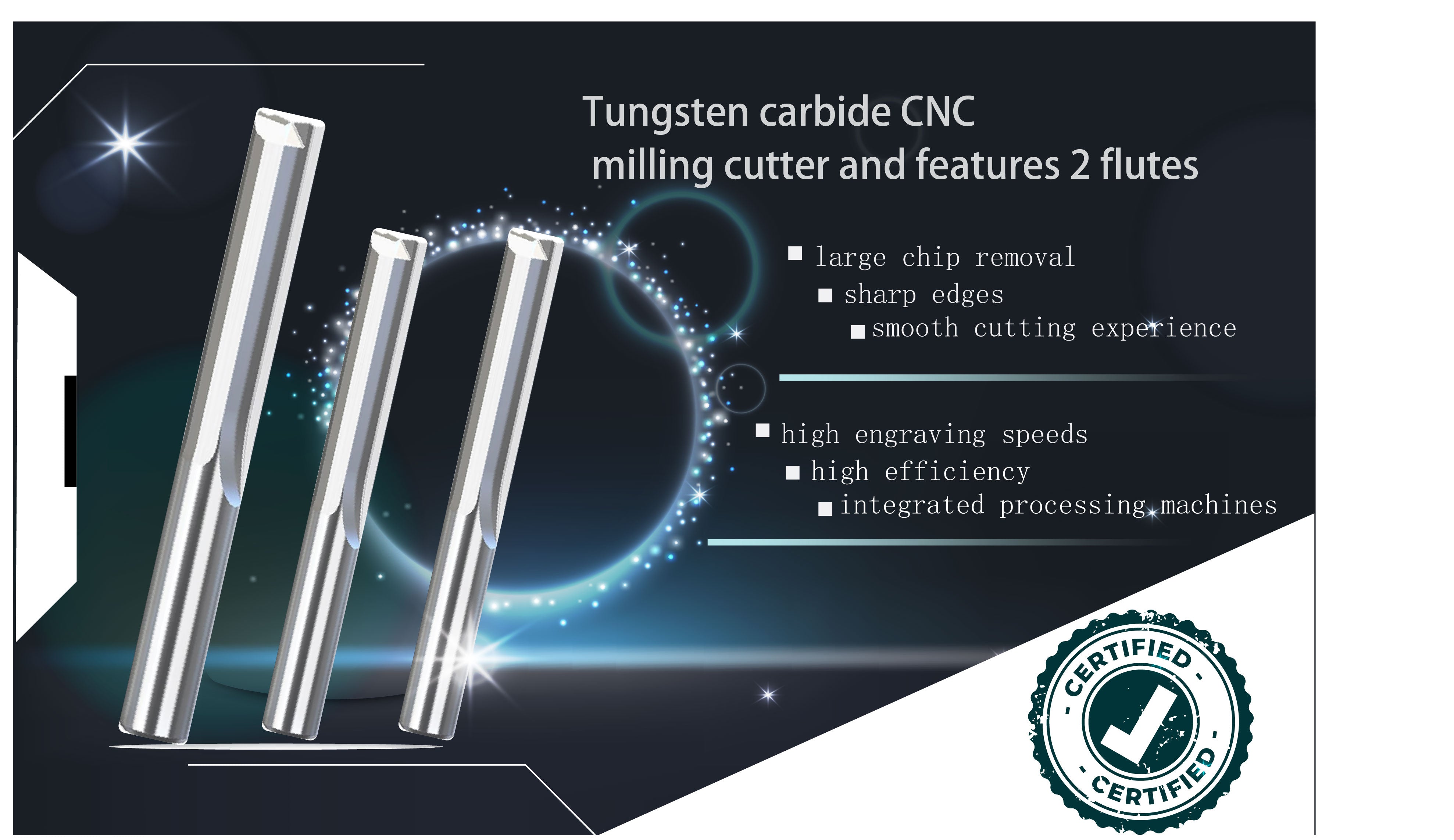 Expertly crafted for precision tungsten carbide CNC milling cutter and features 2 flutes.