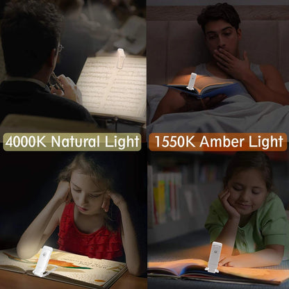 New USB Rechargeable Book Reading Light Brightness Adjustable LED Clip on Book Light Eye Care Book Lamp for Kids Read Light
