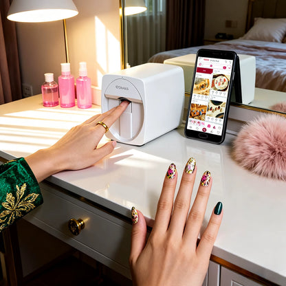 O2Nails All-In-One Smart Nail Printer,Digital 3D Printing with Ink Cartridge,Effortlessly Create Intricate Nail Designs at Home