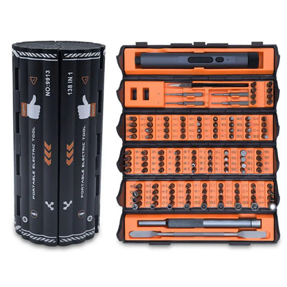 138 in 1 Precision Electric Screwdriver Set High Torque with LED Light Strong Magnetic Phillips Torx Screw Driver Bits for DIY