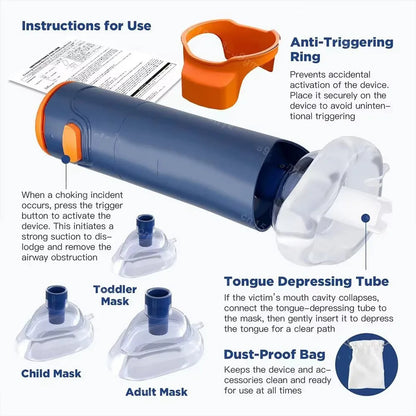 First Aid anti Choking Rescue Device Heimlich Adults Children Kids Masks Home Outdoor Airway Assist Emergency Kit Rescue Device