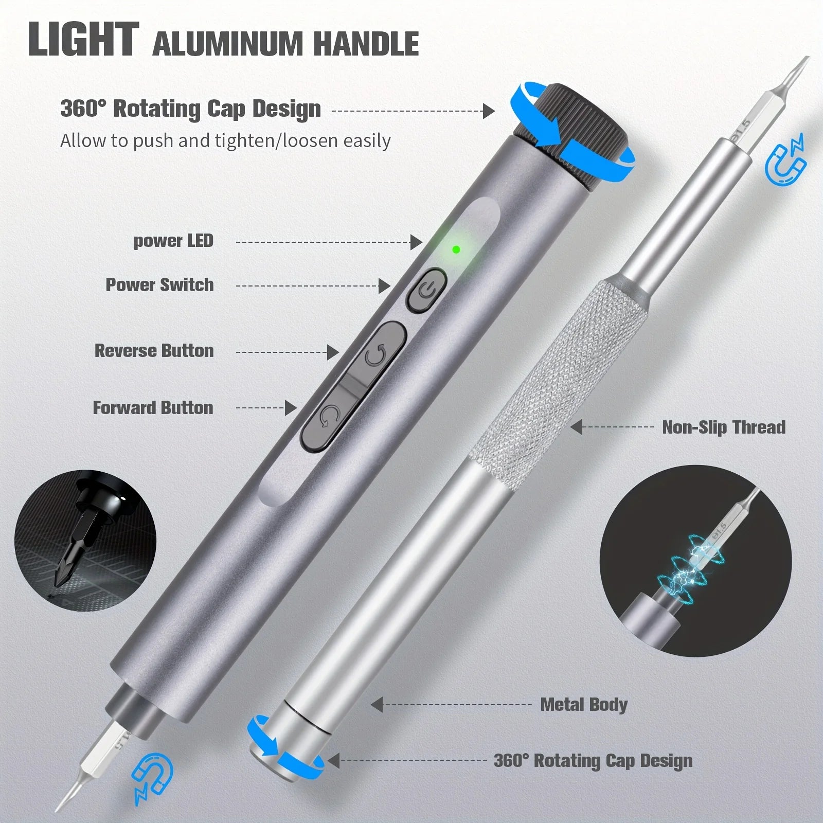 138 in 1 Precision Electric Screwdriver Set High Torque with LED Light Strong Magnetic Phillips Torx Screw Driver Bits for DIY