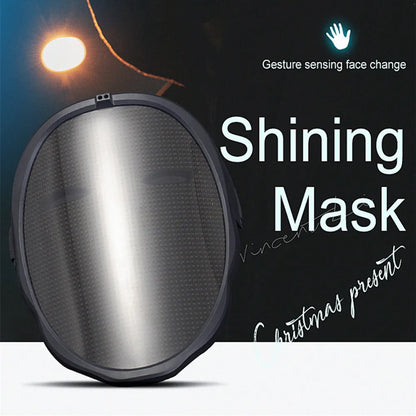 Christmas Full-Color Bluetooth Programmable LED Face-Changing Glowing Light up Mask for Halloween Shining Mask for Festival DJ