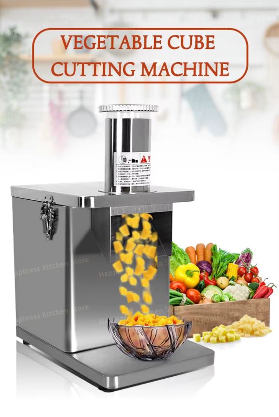 Load video: Electric vegetable cutter fruit slicer tomato pieces or cube !
