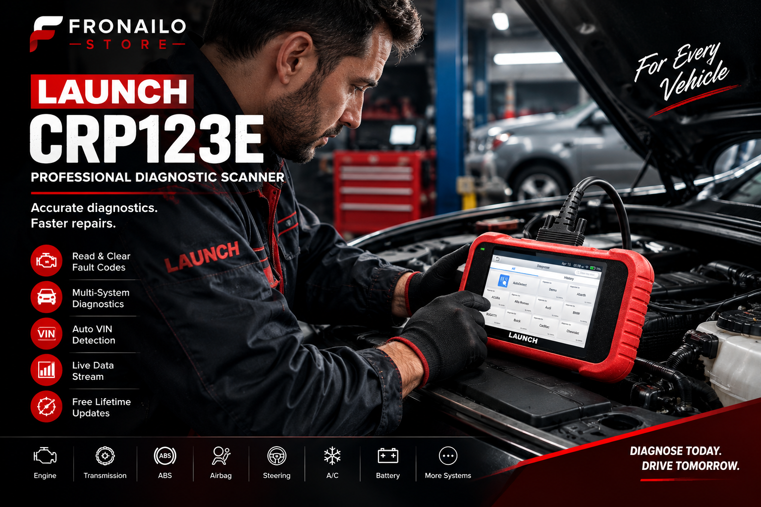 Professional car diagnostic scanner