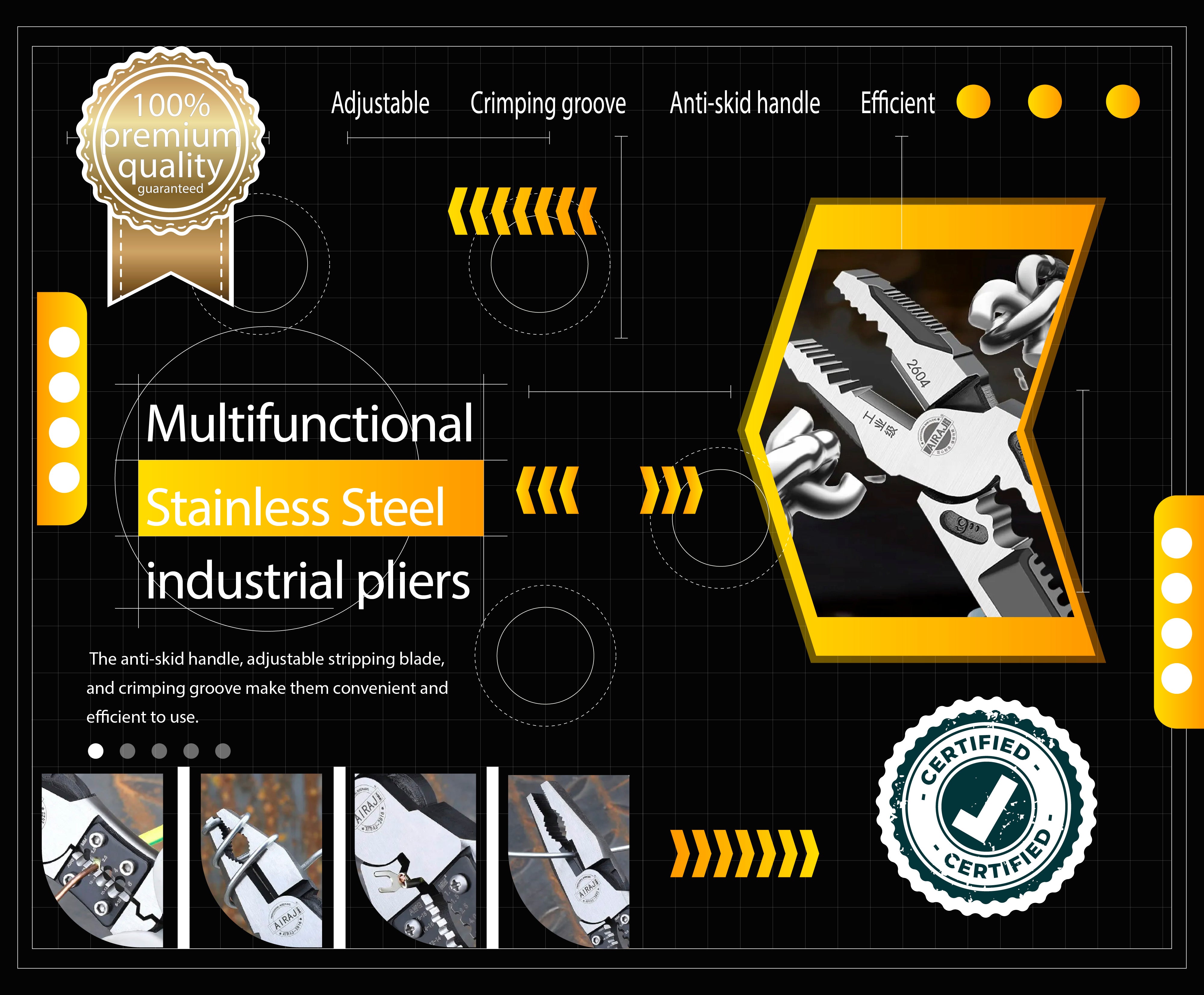 Load video: Multifunctional Stainless Steel industrial pliers