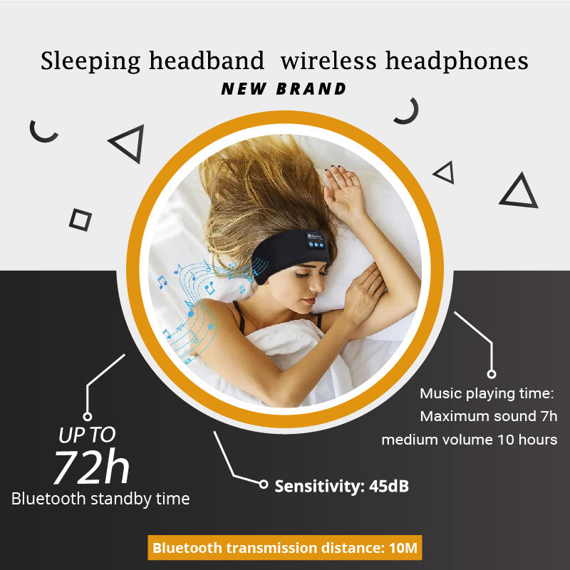 Bluetooth Sleep Headband – Wireless Headphones, Built-In Speakers, Comfortable Fabric, 10-Hour Battery Life