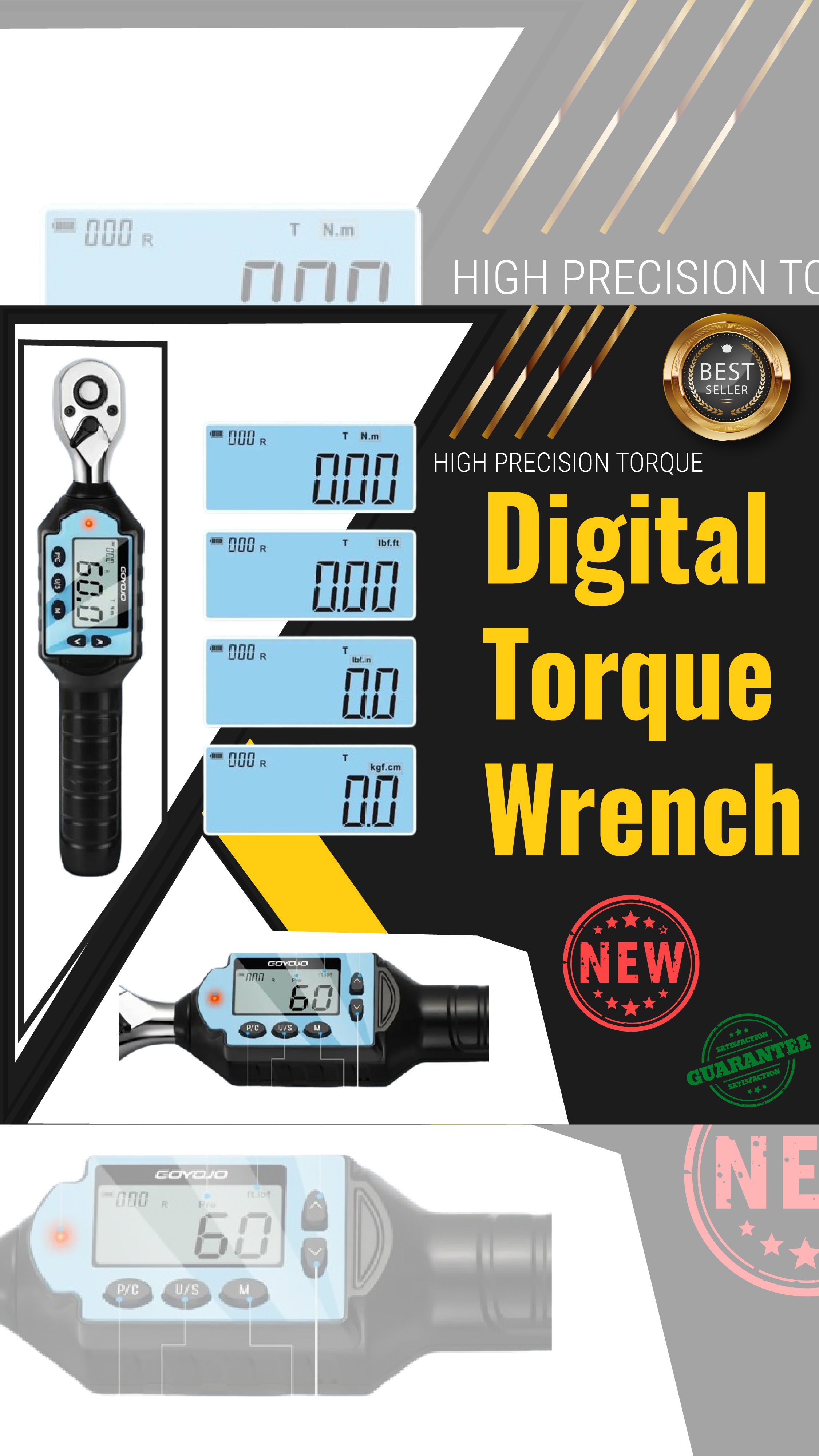 Load video: Digital Preset Torque Wrench 1/2" 3/8" 1/4"