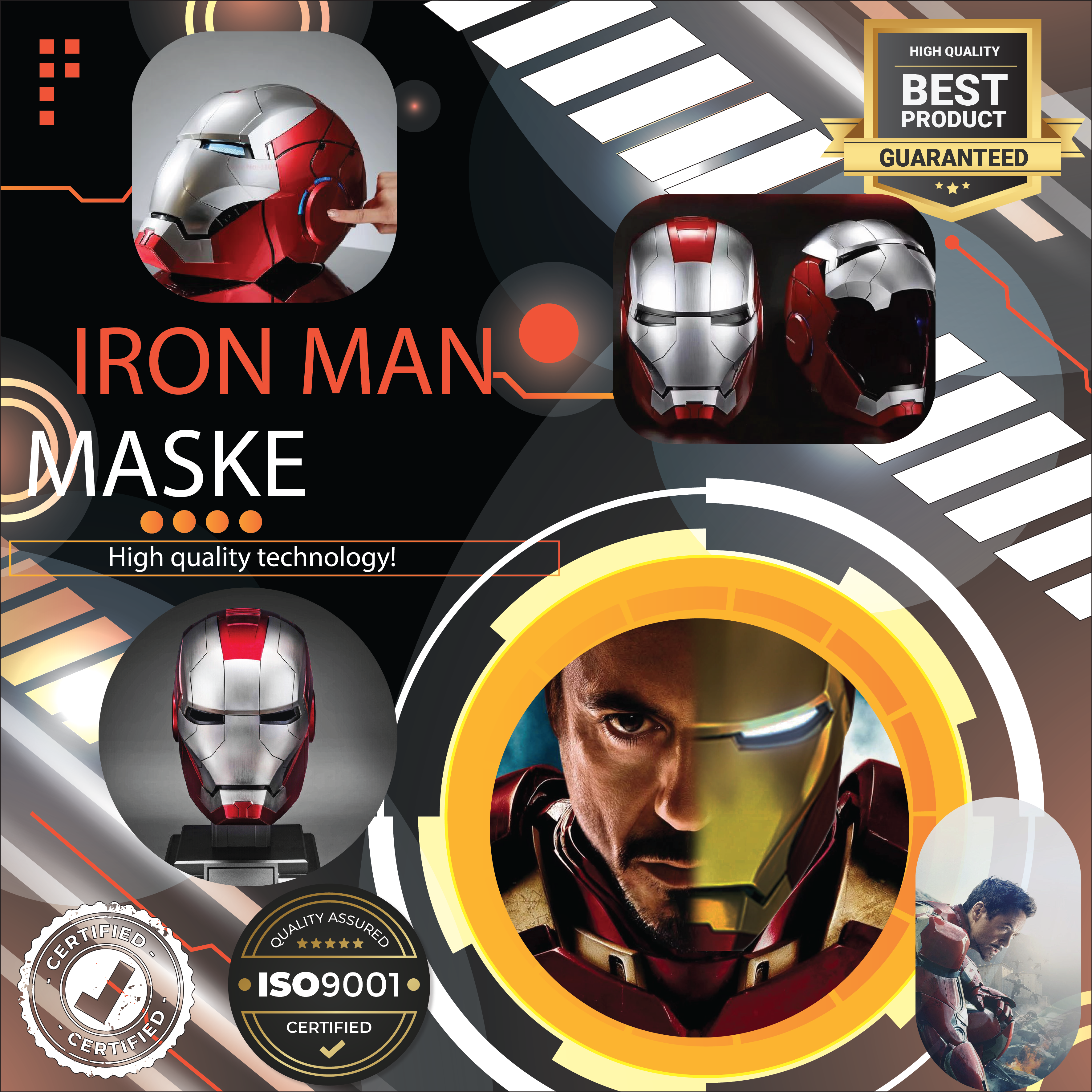 Load video: Transform into Iron Man! High quality technology!