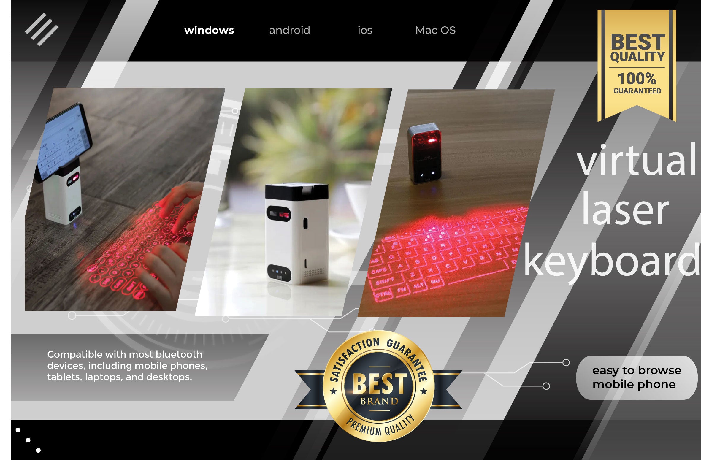 Portable virtual laser keyboard
